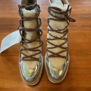 Stylish Silver and Cream Ankle Boots